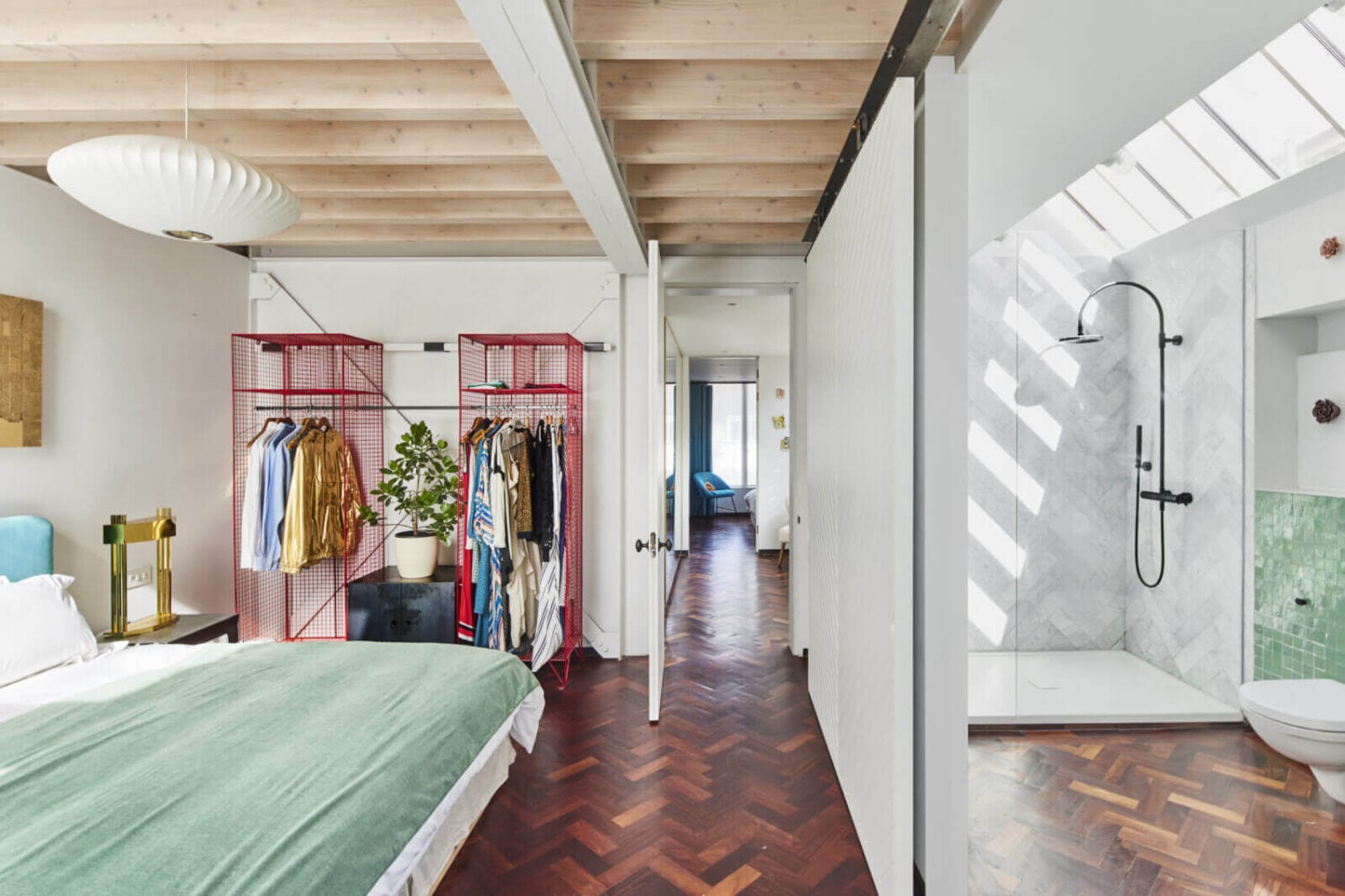 The Makers House: A Modern Achitectural Home in London 16 bedroom-ensuite-parquet-floor-nordroom