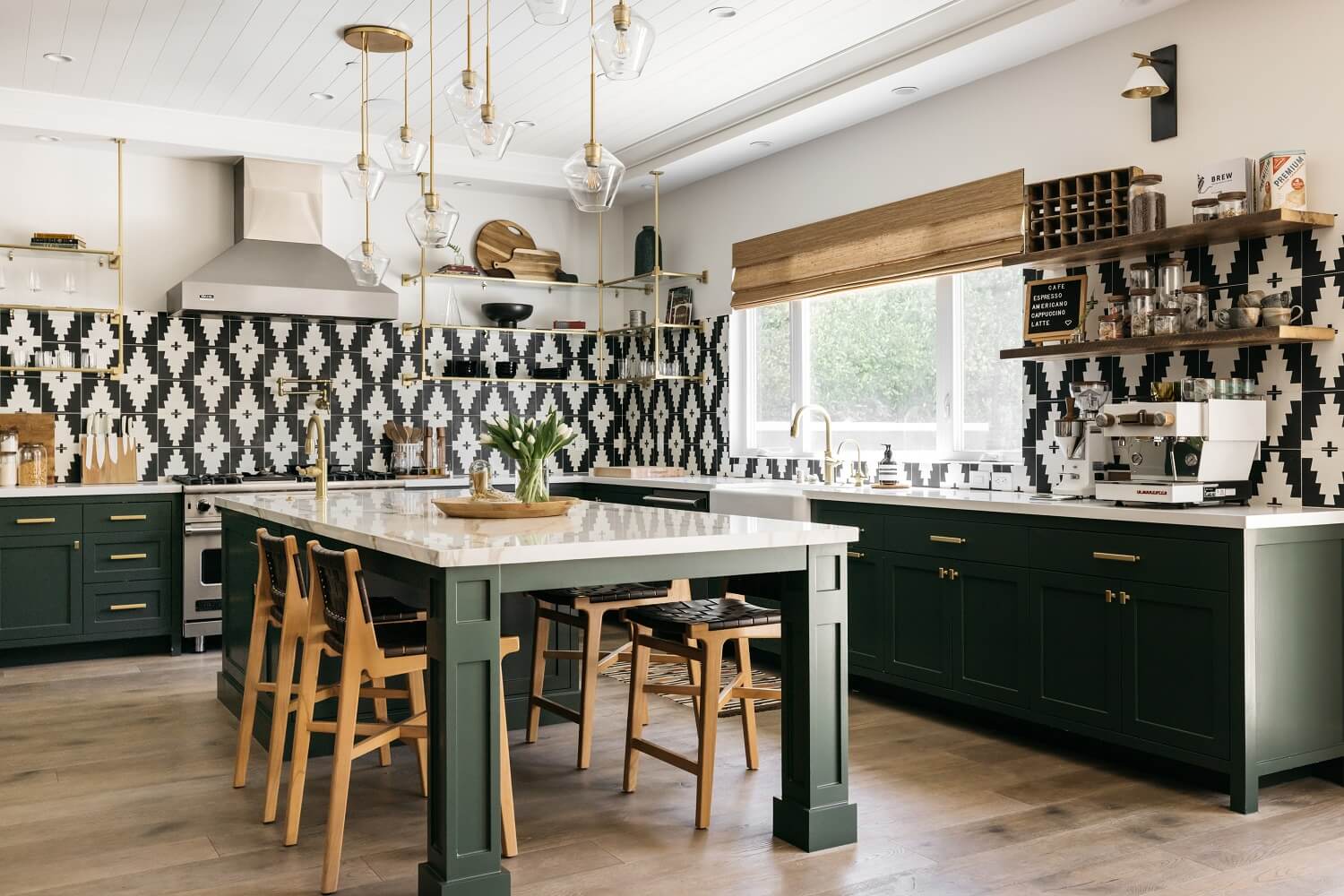 The Los Angeles Home of Emmy Raver-Lampman and Daveed Diggs 2 kitchen-geometric-tiles-island-daveed-diggs-emmy-raver-lampman