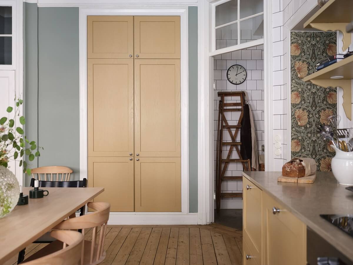 A Light Nordic Home with Ochre Yellow Kitchen 12 kitchen-wooden-floor-built-in-cabinets-nordroom