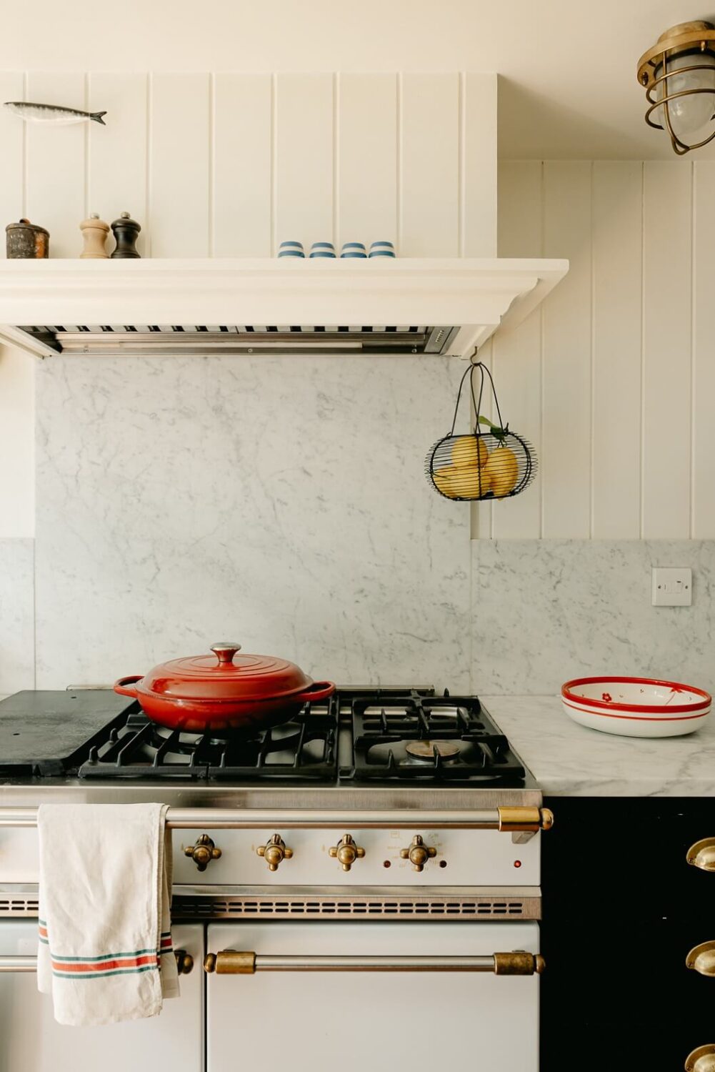 A Carefully Restored Victorian House in London 13 la-canche-stove-marble-worktop-basement-kitchen-nordroom
