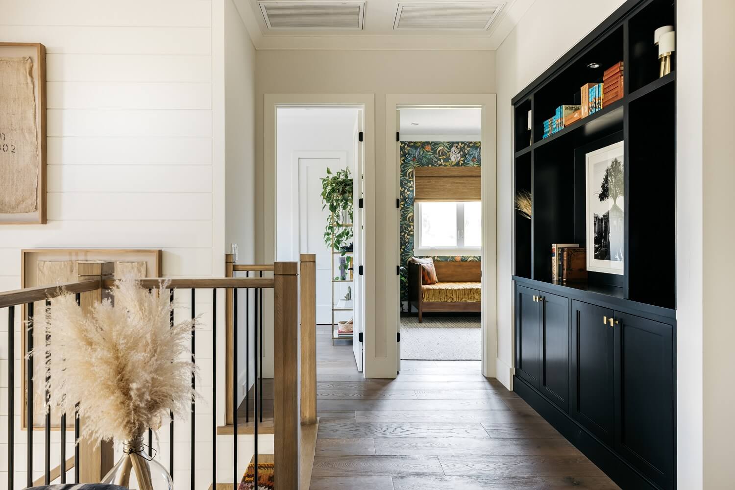 The Los Angeles Home of Emmy Raver-Lampman and Daveed Diggs 14 landing-built-in-cabinets-daveed-diggs-emmy-raver-lampman-nordroom