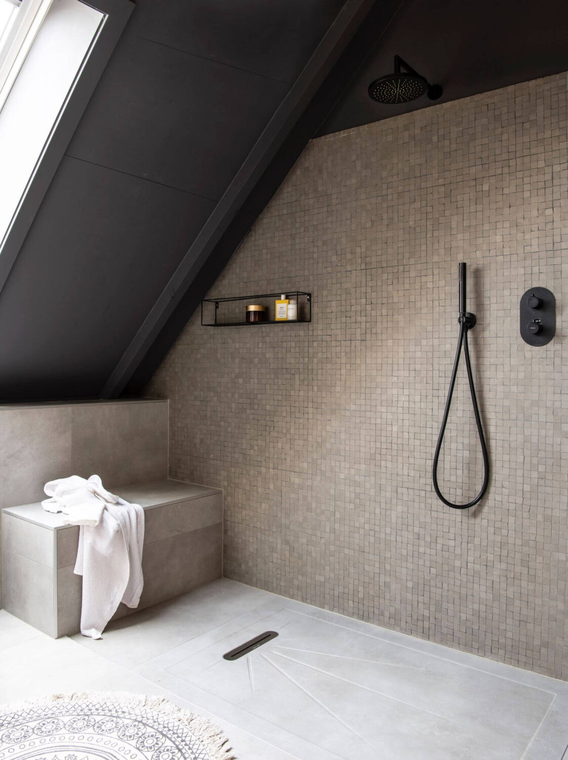 A Dutch Country Home with a Tiny House in the Garden 16 large-walk-in-shower-slanted-ceiling-country-house-nordroom