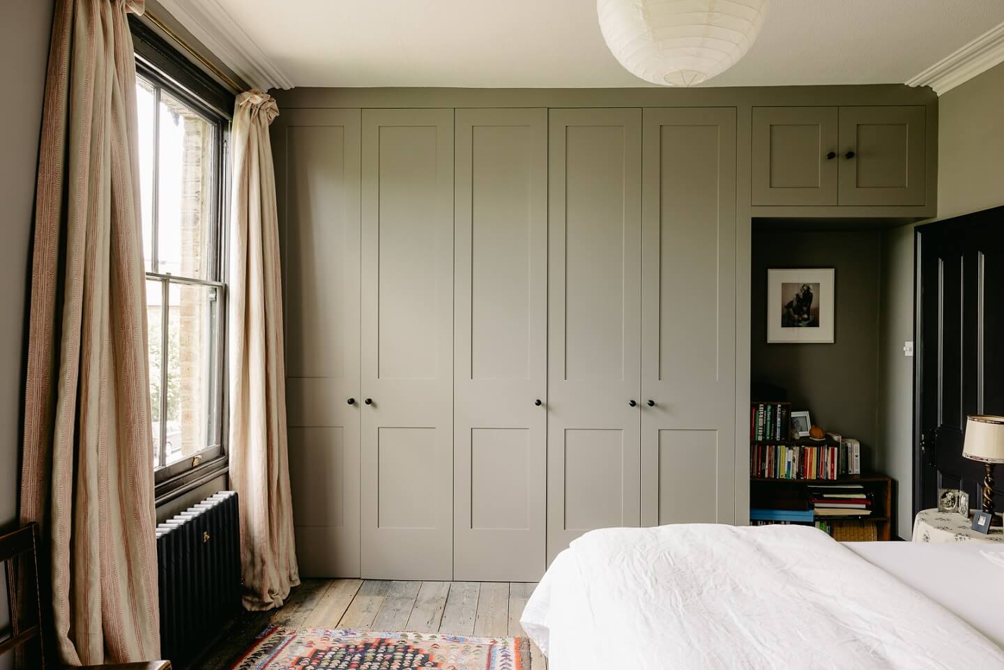 A Carefully Restored Victorian House in London 22 light-gray-master-bedroom-built-in-wardrobes-nordroom
