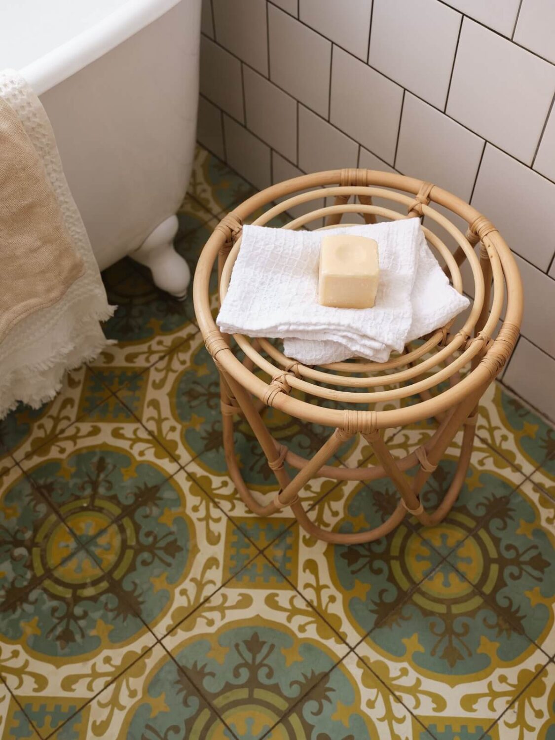 A Light Nordic Home with Ochre Yellow Kitchen 23 moroccan-bathroom-floor-tiles-nordroom