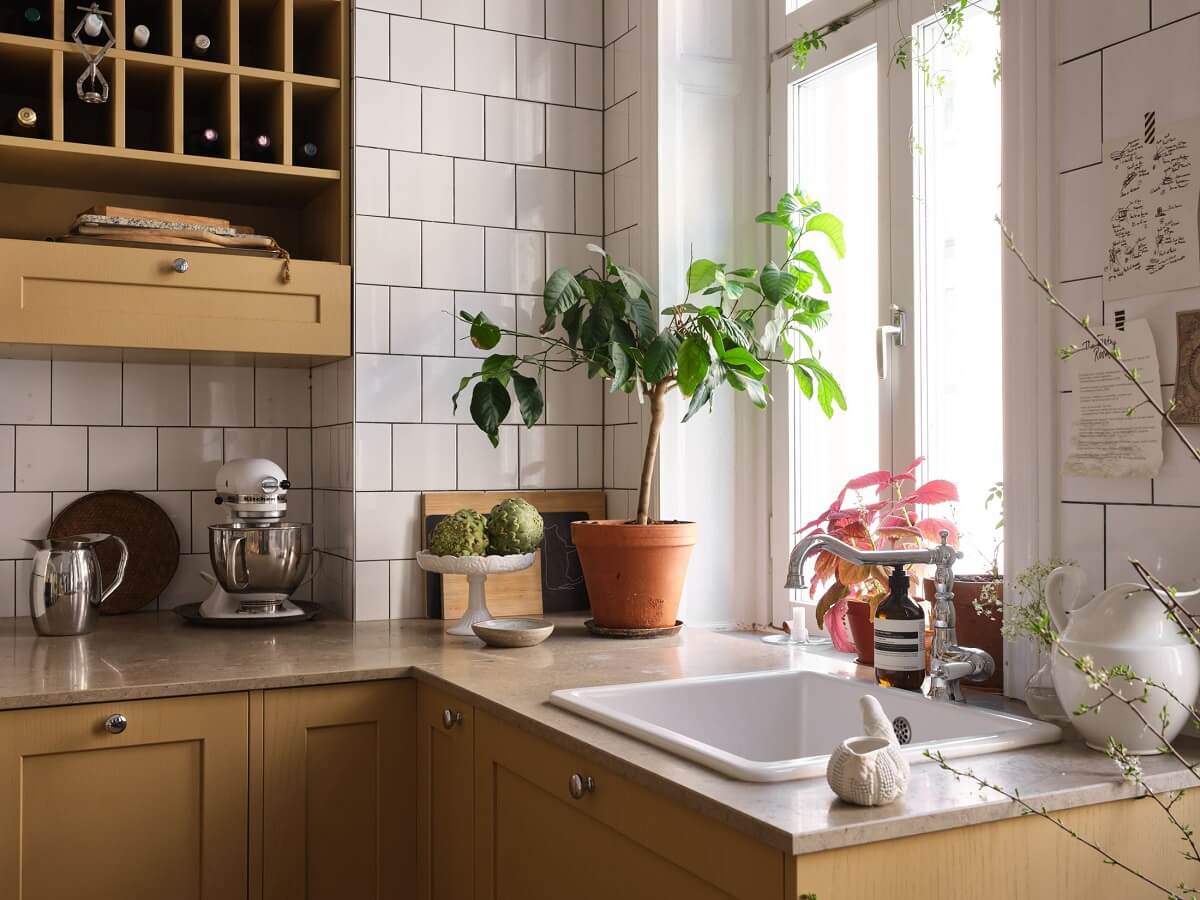 A Light Nordic Home with Ochre Yellow Kitchen 11 ochre-kitchen-cabinets-white-tiles-nordic-home-nordroom