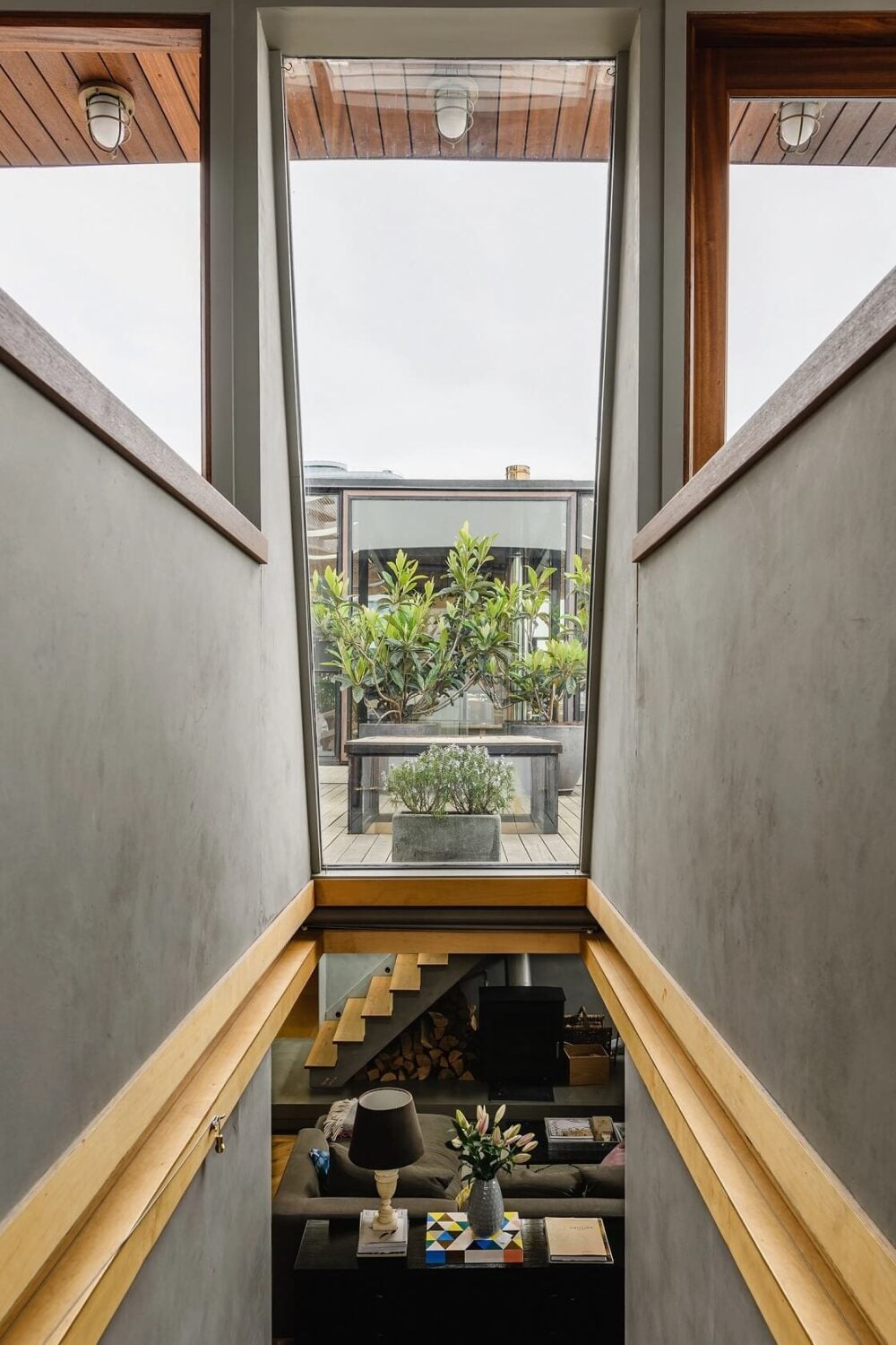 A Houseboat in London Fit For A Family 10 staircase-skylight-houseboat-london-family-home-nordroom