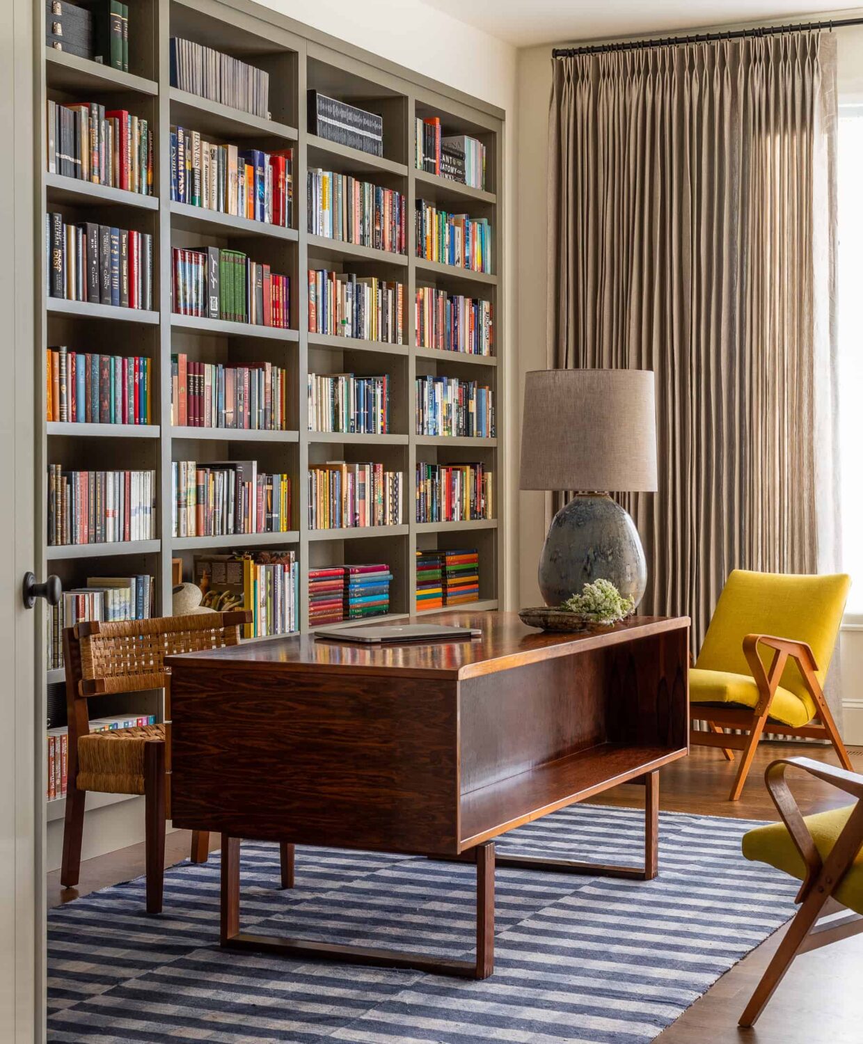 A Warm Family Home on Fox Island 33 Heidi-Caillier-Design-luxury-interior-designer-home-office-bookshelves-vintage-desk