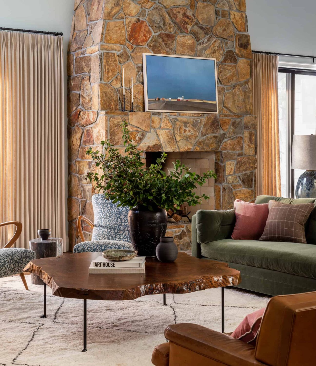 A Warm Family Home on Fox Island 6 Heidi-Caillier-Design-luxury-interior-designer-stone-fireplace