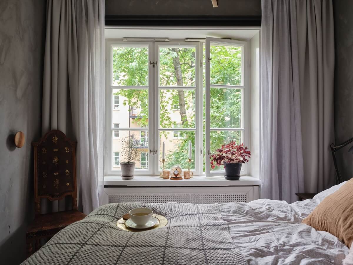 A Light Pink and Gray Nordic Home 16 bedroom-light-gray-walls-nordroom