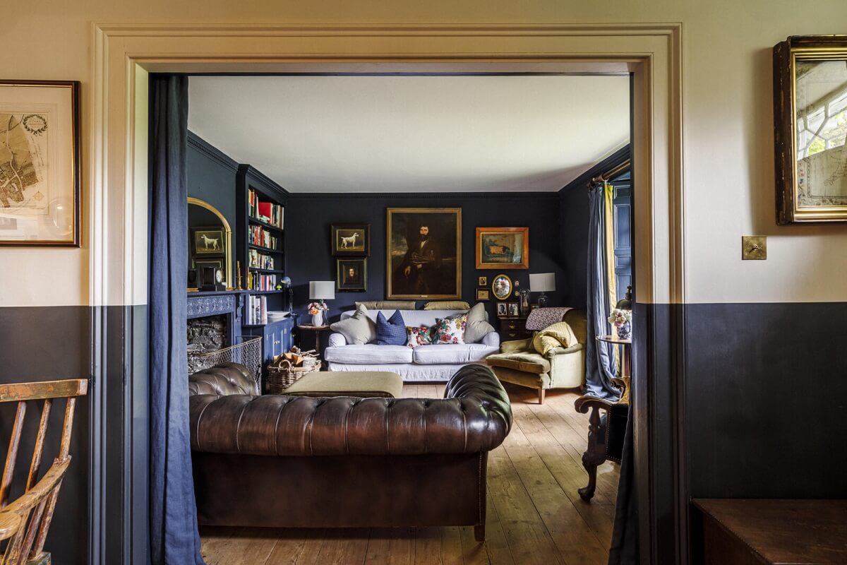 A Cozy Restored Country House in England 2 blue-sitting-room-restored-vicarage-nordroom