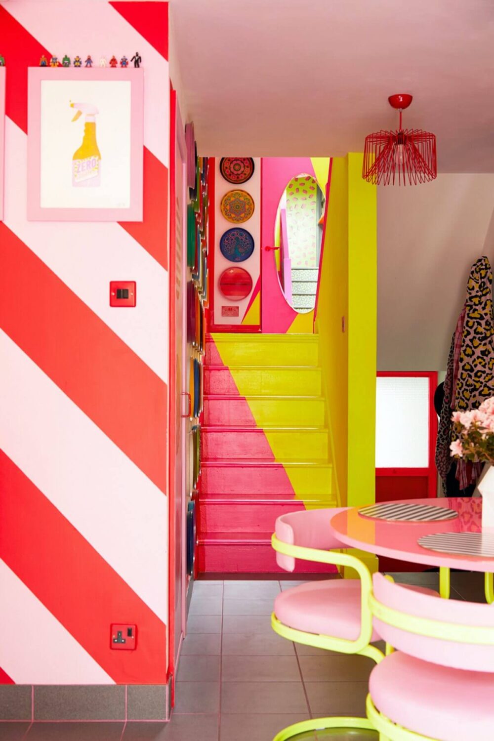 A Quirky London Home Decorated with Neon Colors 4 colorful-decor-kitchen-staircase-nordroom