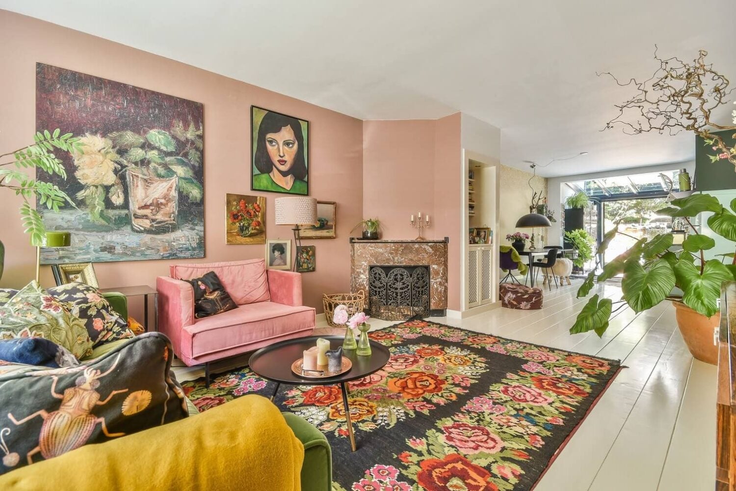 A Bright Colorful Home in Amsterdam 1 colorful-living-room-pink-walls-nordroom