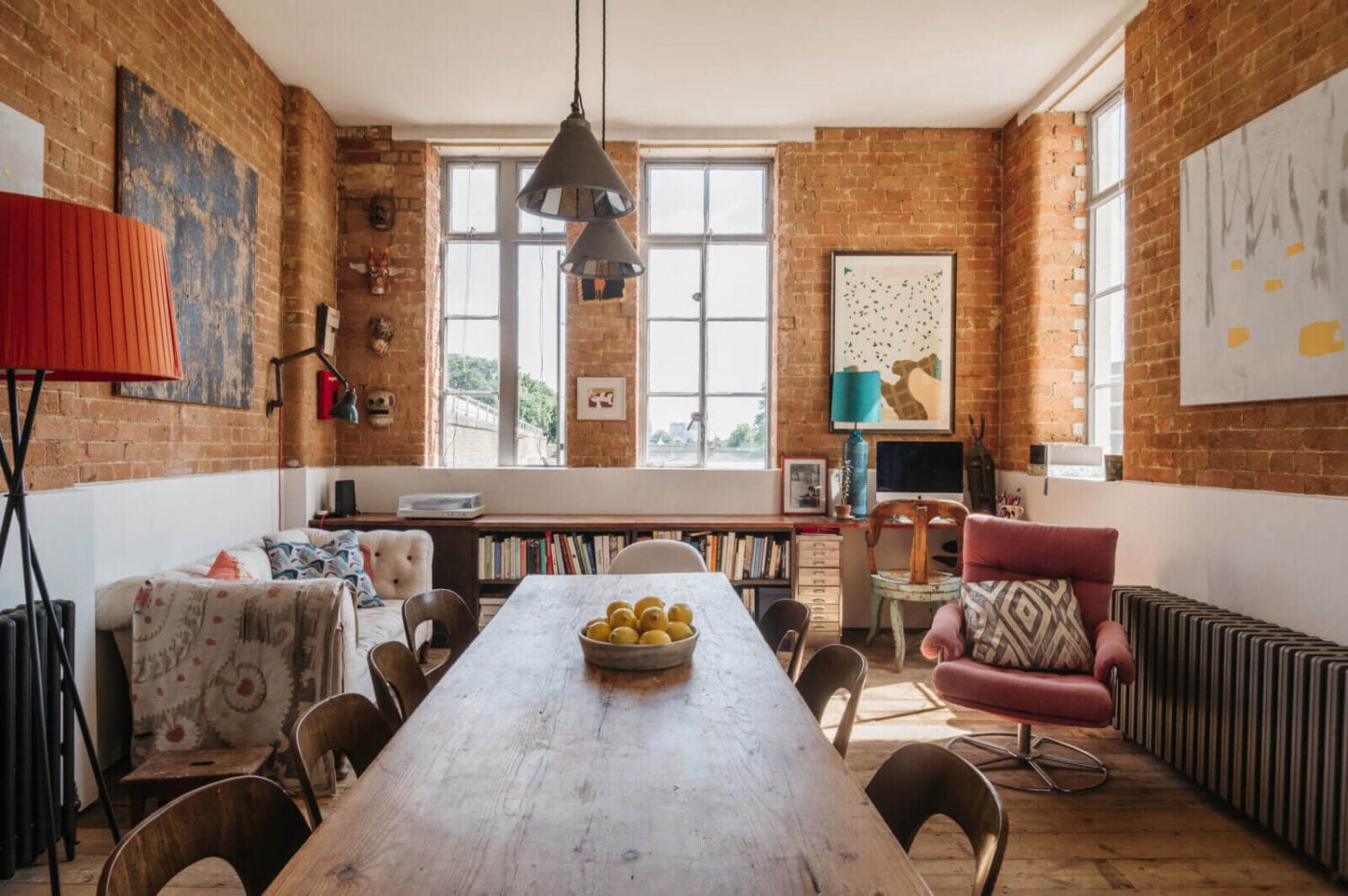 A Loft-Style Apartment with Brick Walls in London 7 dining-room-brick-walls-wooden-floor-london-flat-nordroom