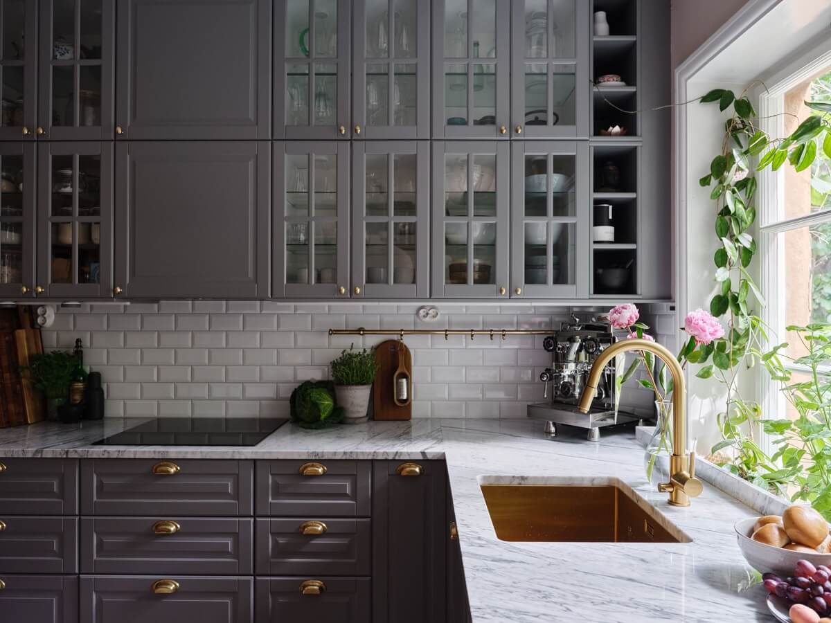 A Light Pink and Gray Nordic Home 3 gray-kitchen-cabinets-nordroom