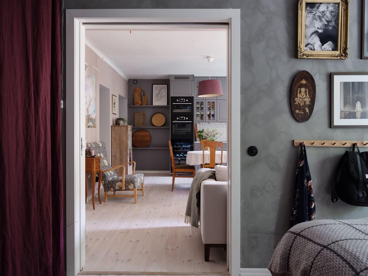 A Light Pink and Gray Nordic Home 18 gray-walls-bedroom-nordroom