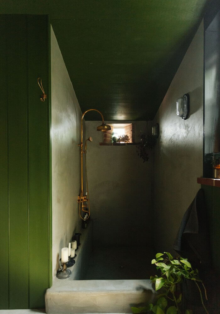 Spinks Nest: A Small Vintage Cottage in England 17 green-bathroom-sunken-double-bath-nordroom