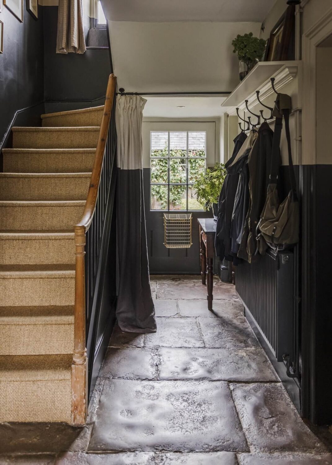 A Cozy Restored Country House in England 13 hallway-flagstone-tiles-staircase-nordroom
