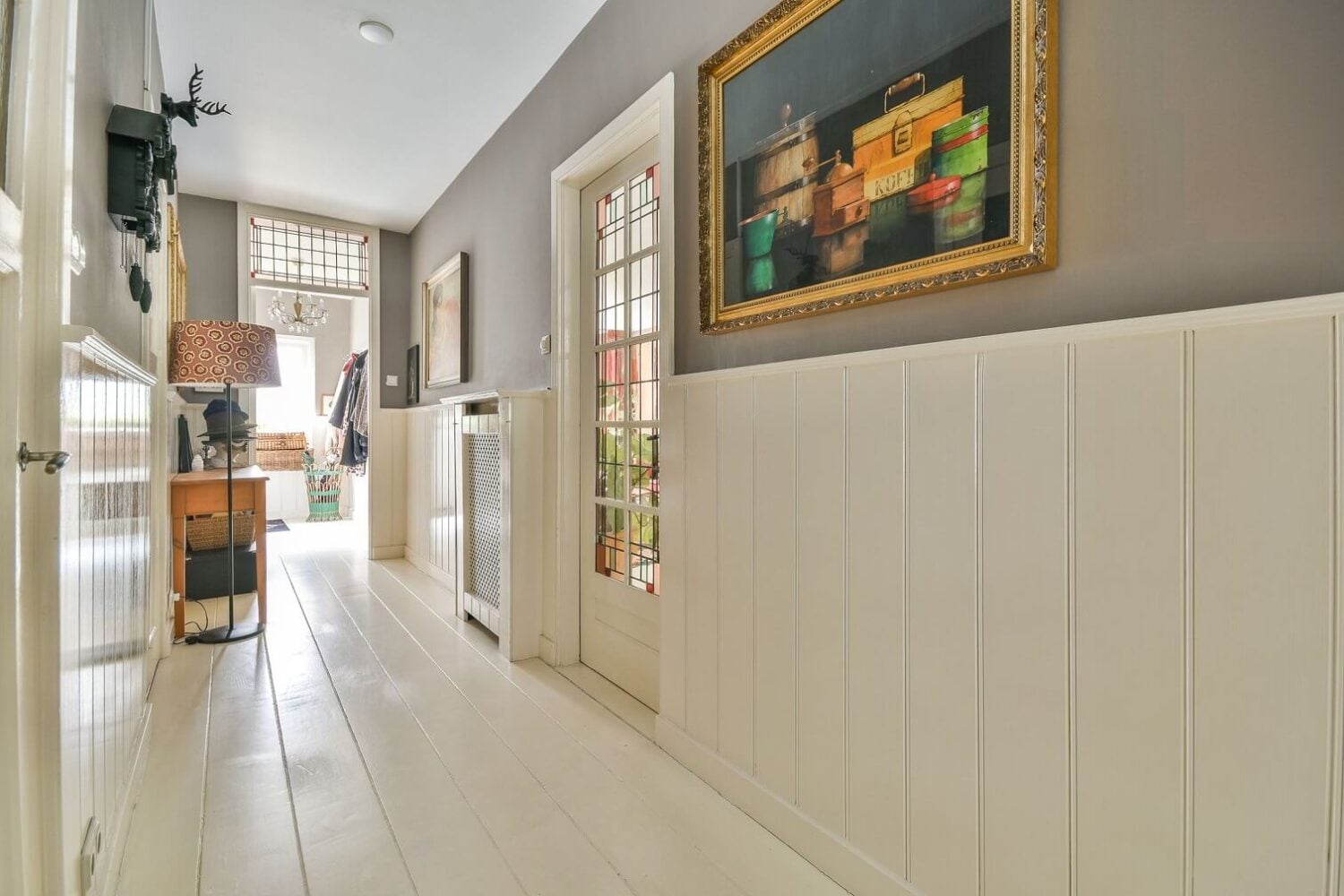 A Bright Colorful Home in Amsterdam 11 hallway-white-floor-gray-green-walls-nordroom