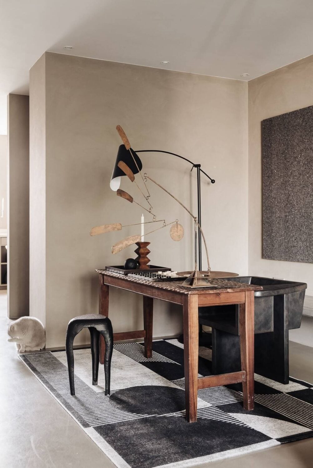 Light Gray Design Apartment in Amsterdam 8 home-office-wooden-desk-monochrome-apartment-nordroom