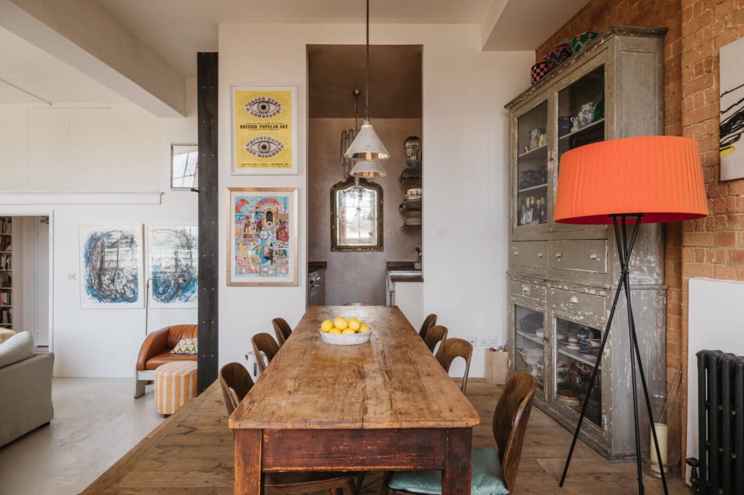 A Loft-Style Apartment with Brick Walls in London 9 london-apartment-brick-wall-wooden-floor-dining-room-nordroom