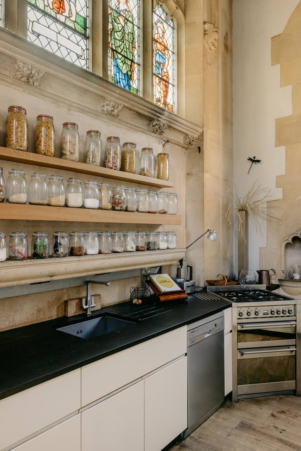 A Warm Church Conversion in England 7 modern-white-kitchen-open-shelves-church-conversion-england
