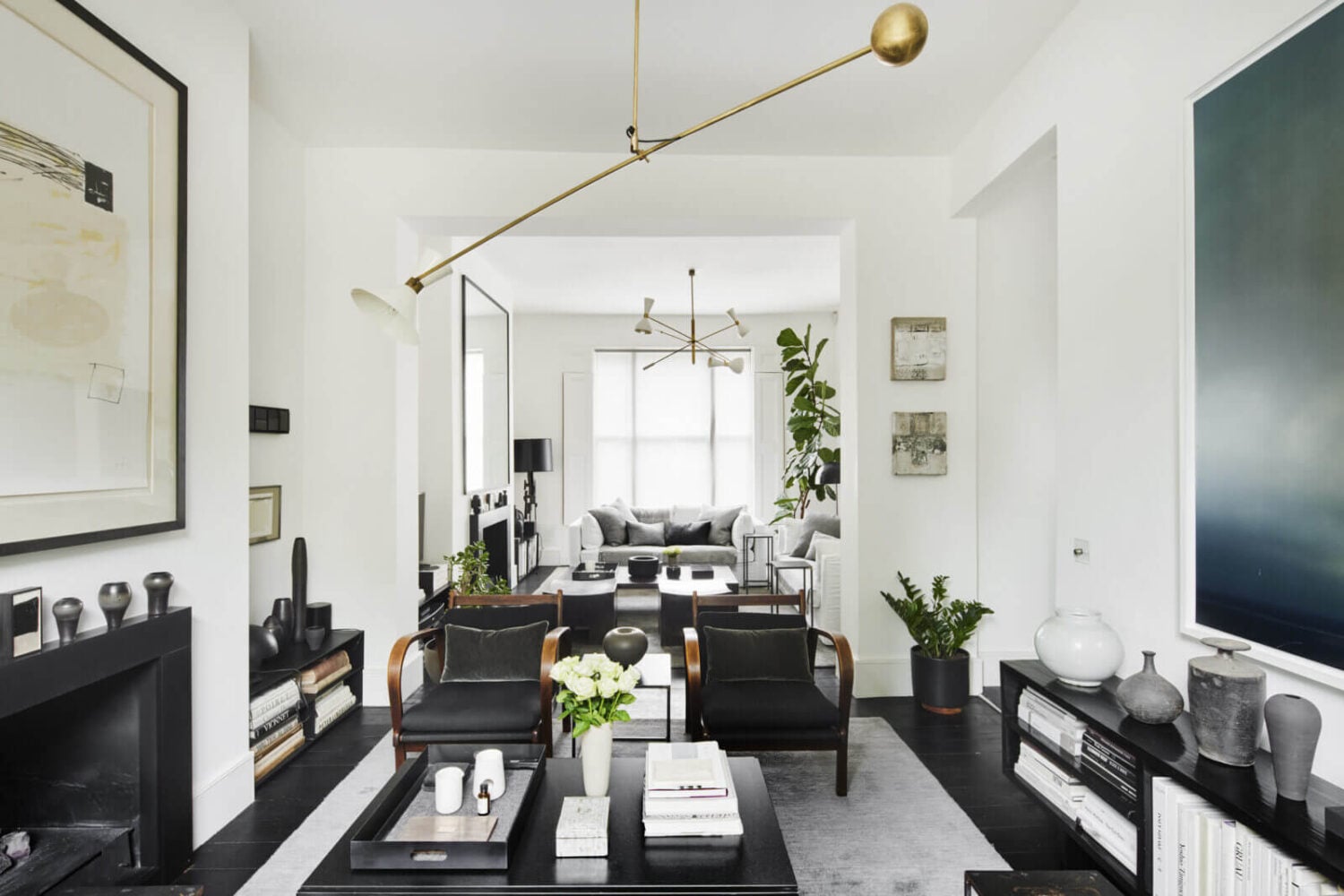 A Monochrome Victorian Townhouse in London 2 monochrome-open-plan-living-room-art-nordroom