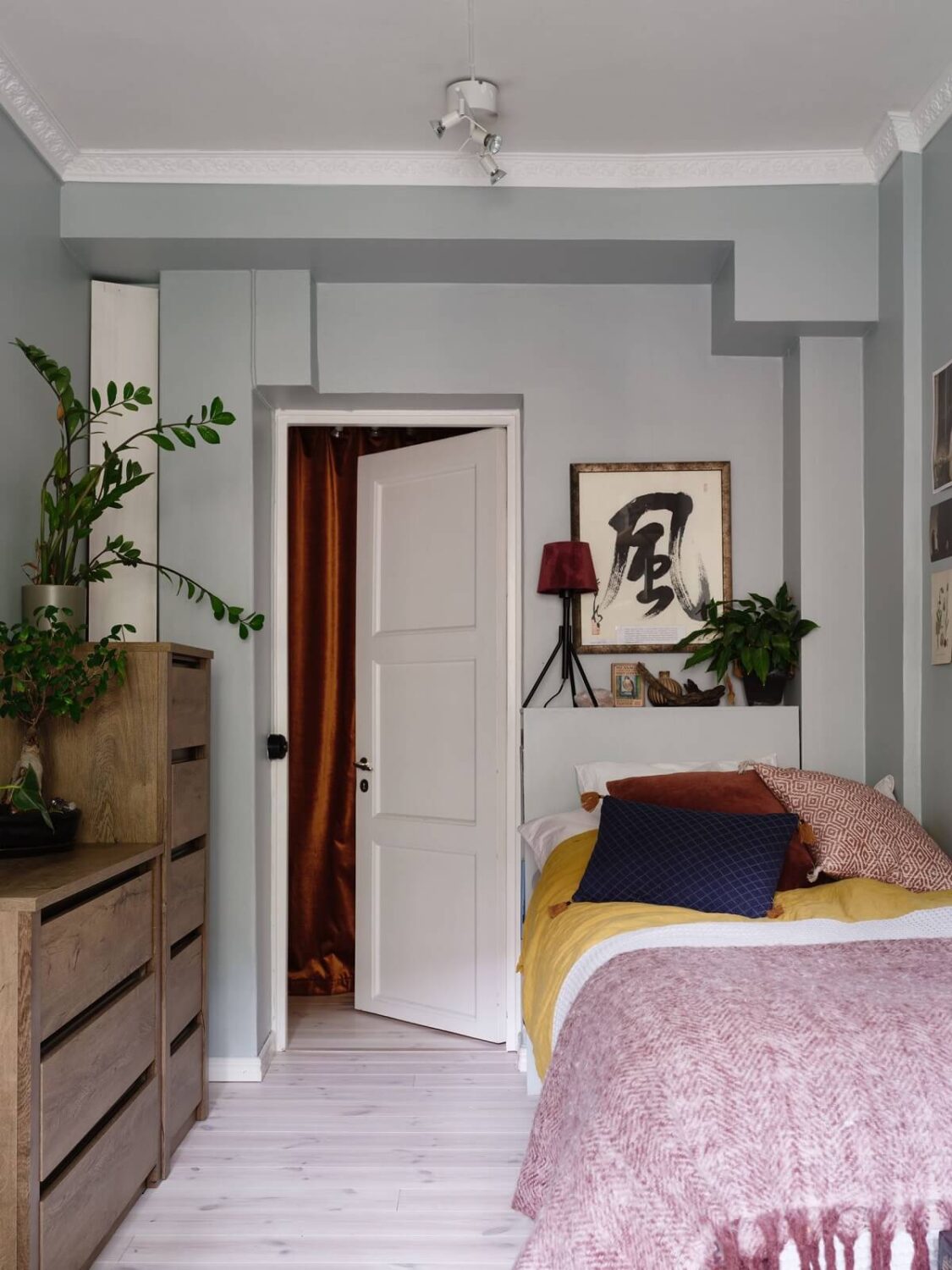 A Light Pink and Gray Nordic Home 19 narrow-gray-bedroom-drawers-nordroom
