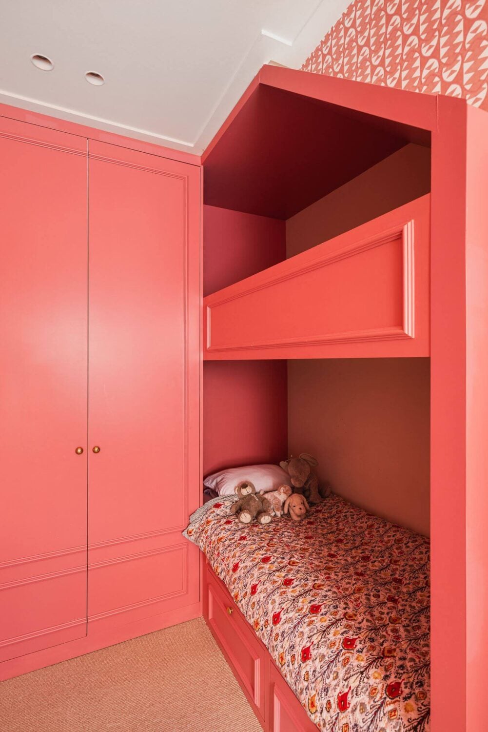 Color and Wallpaper in a Stylish Amsterdam Home 19 pink-kids-bedroom-bunk-beds-nordroom