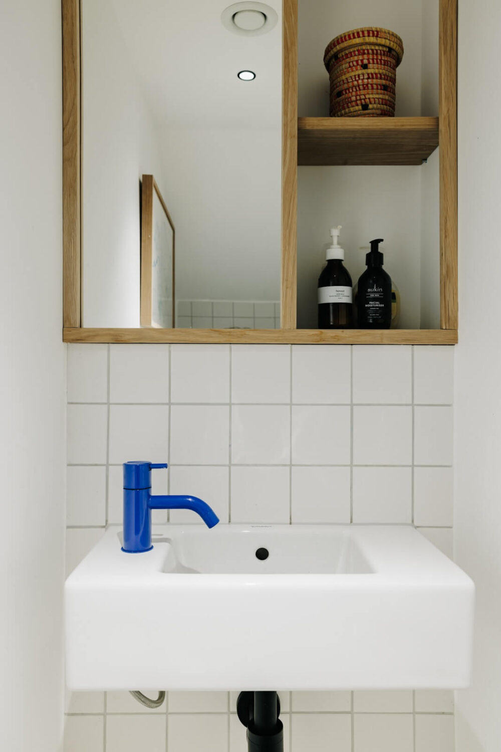 A London Townhouse with Blue Kitchen and Light Extension 12 powder-room-small-sink-blue-faucet-nordroom