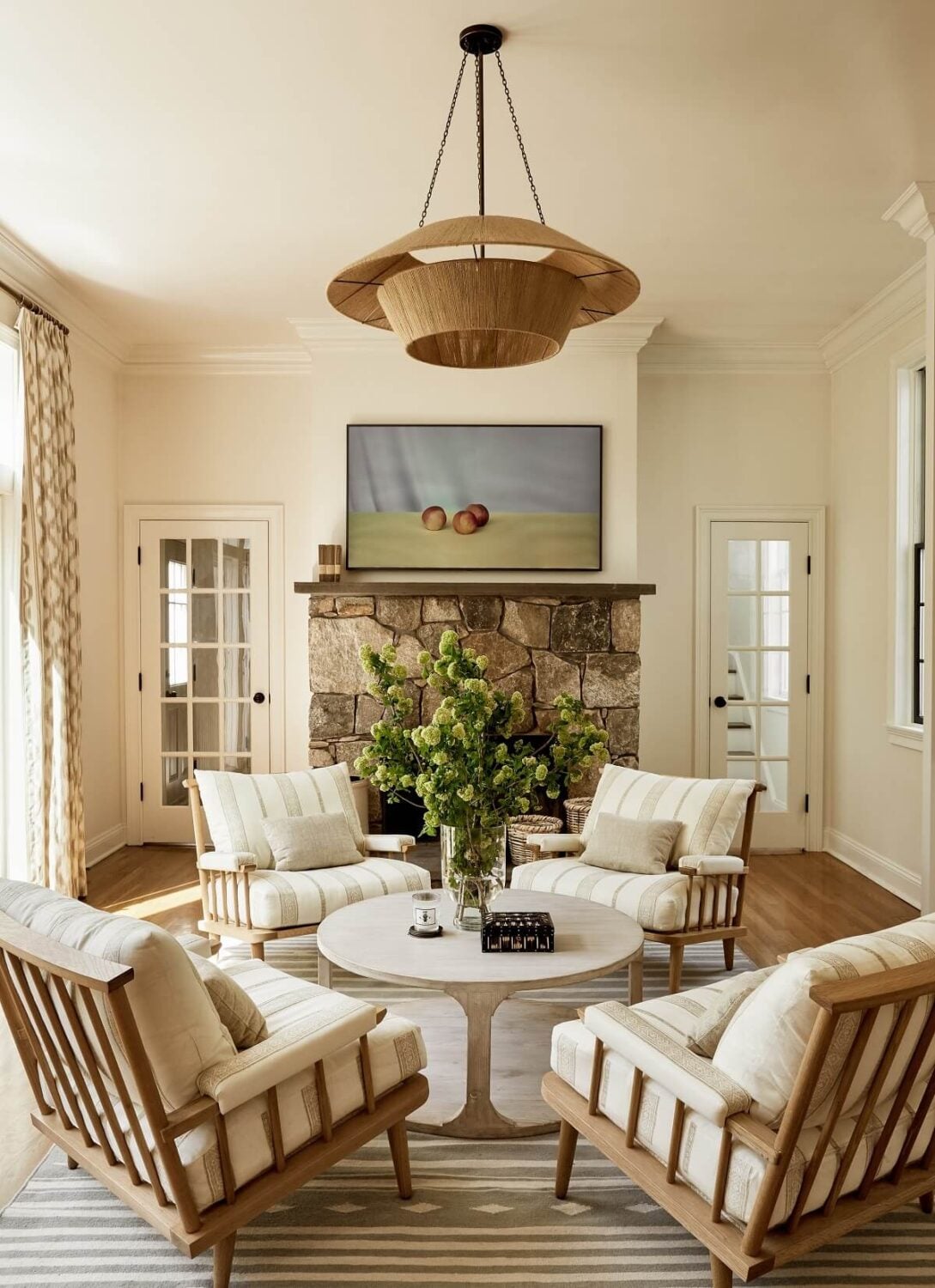 The Best Classic Paint Colors For A Timeless Living Room 5 sitting-room-armchairs-round-coffee-table-stone-fireplace-nordroom