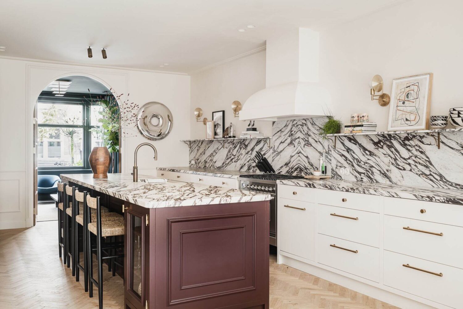 57 Stylish Two-Tone Kitchen Cabinet Ideas 15 white-kitchen-marble-worktop-nordroom