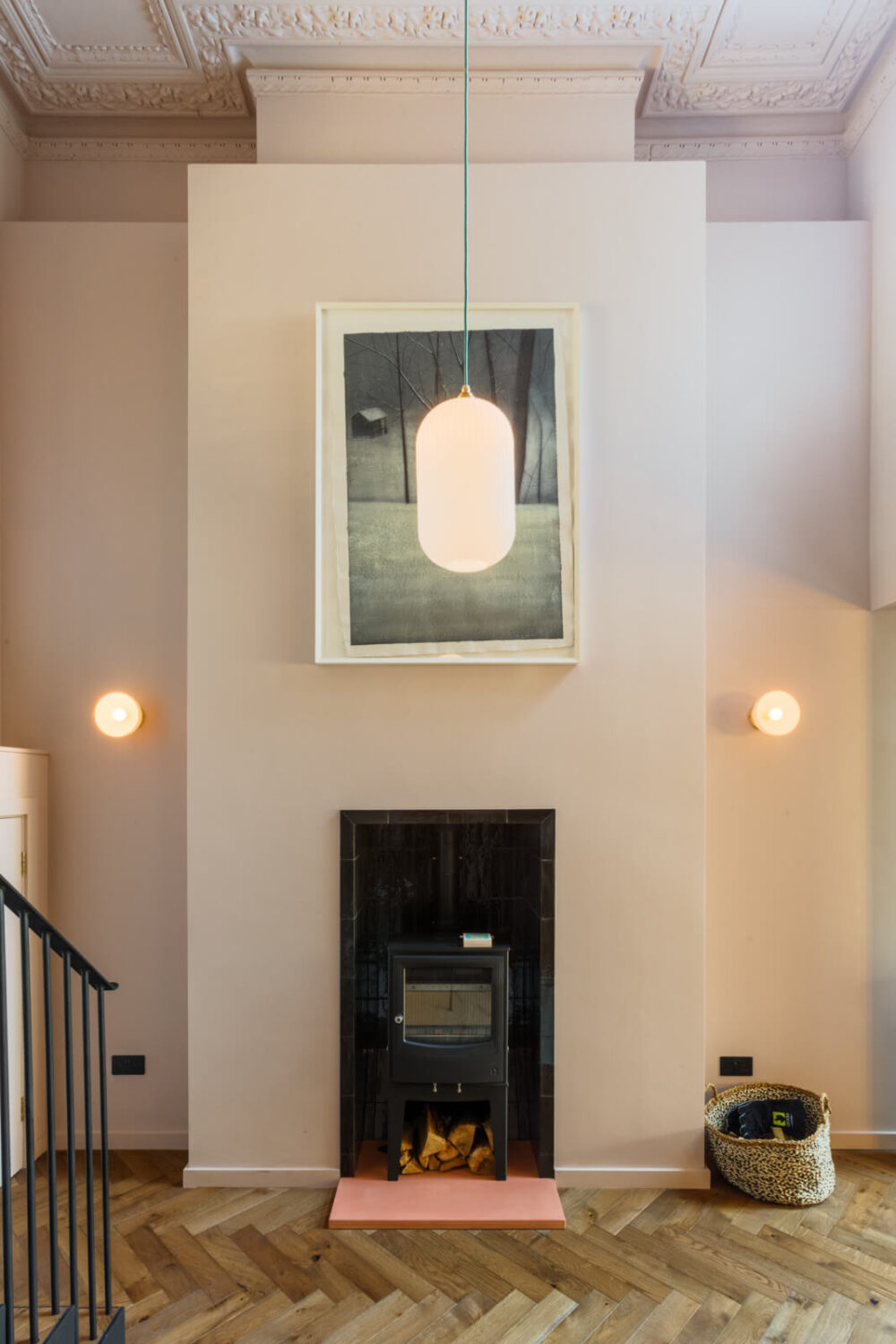 A Combination of Styles and Color in a London Townhouse 9 wood-burning-stove-victorian-house-london-nordroom