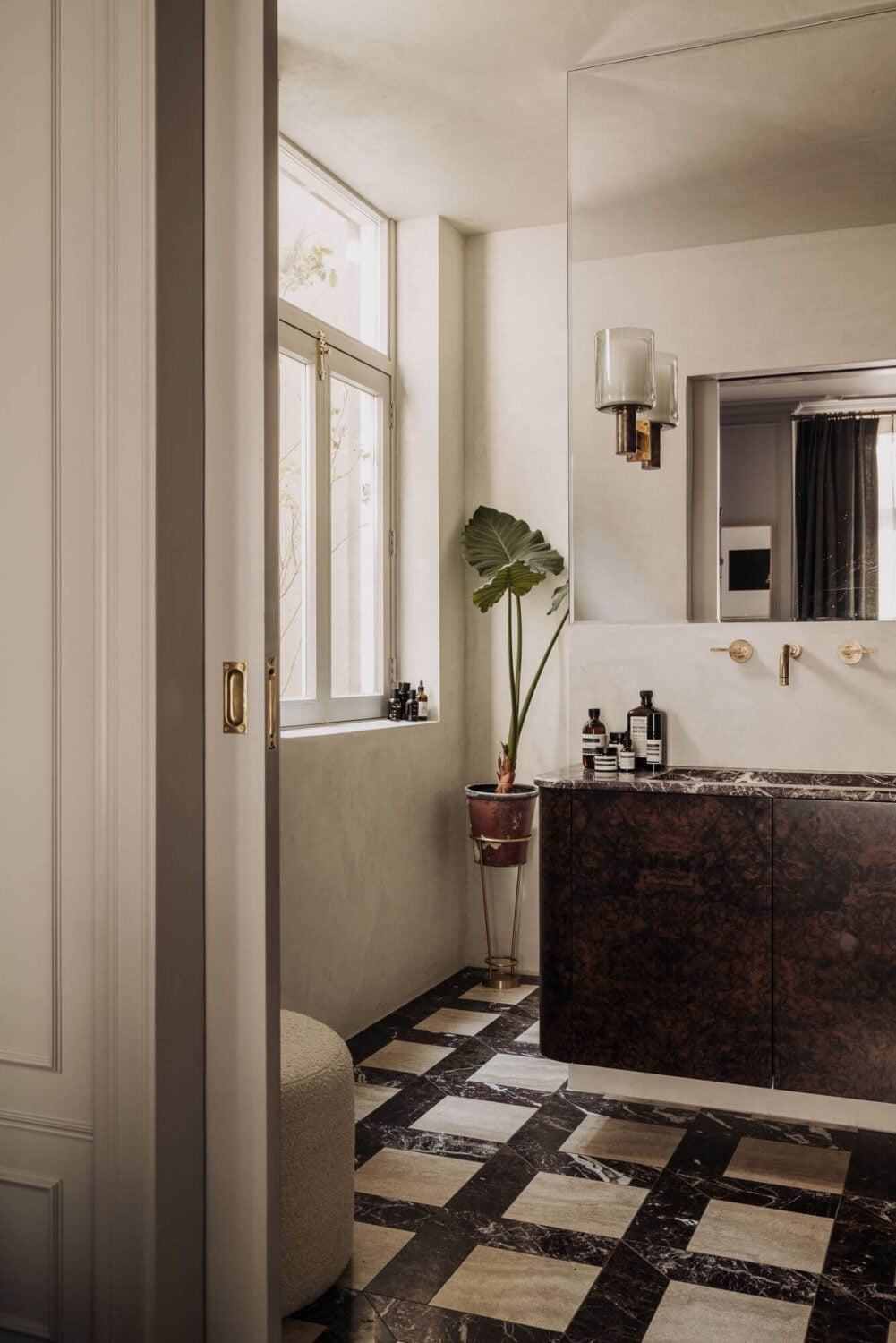A Luxurious Canal House in Amsterdam 19 bathroom-custom-marble-mosaic-floor-tiles-burlwood-marble-vanity-nordroom
