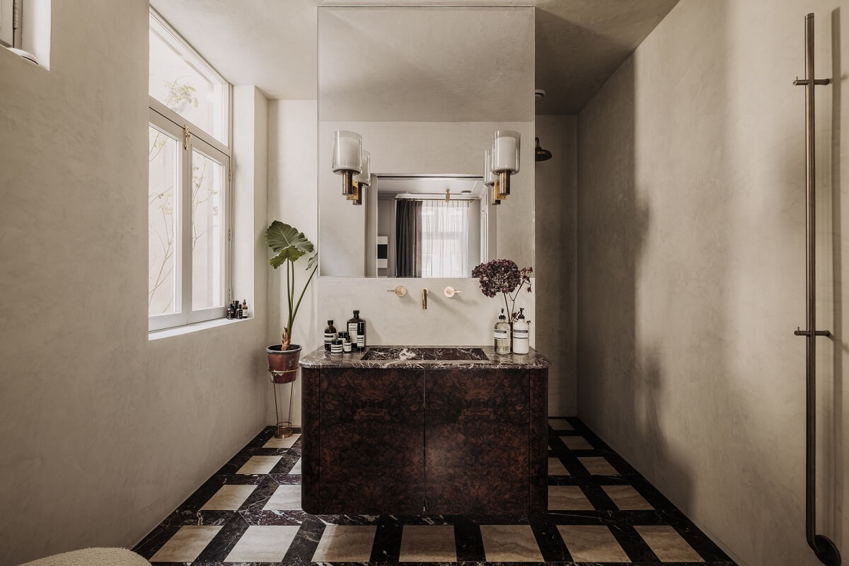 A Luxurious Canal House in Amsterdam 18 bathroom-walk-in-shower-custom-marble-floor-nordroom