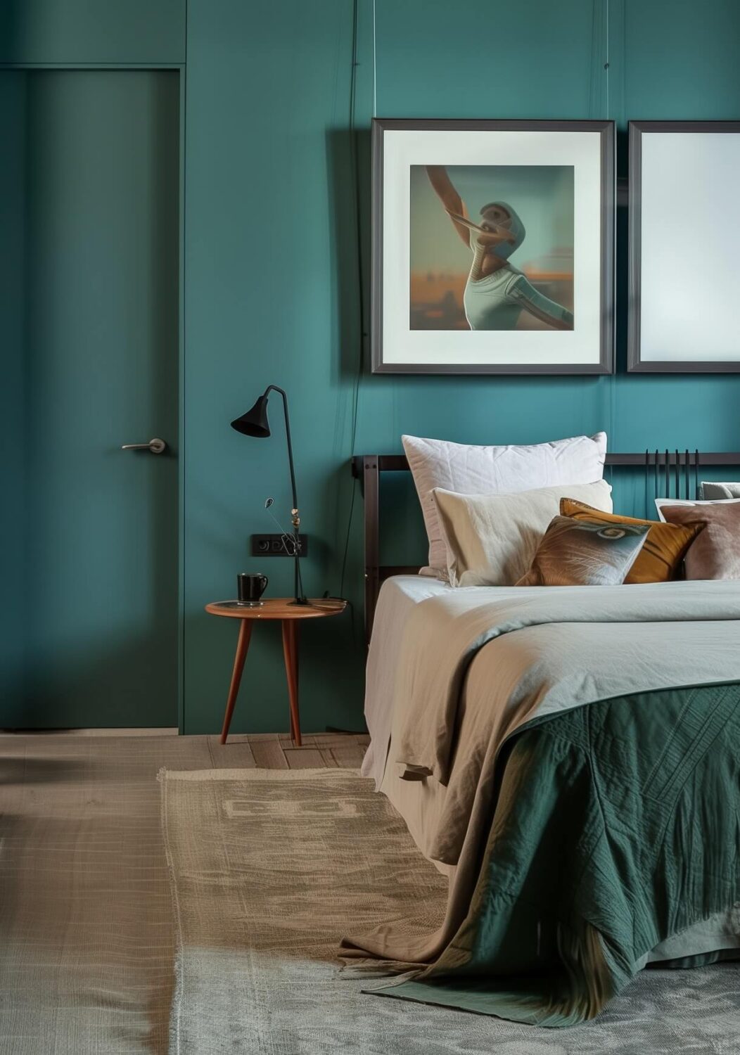Glidden & PPG Color of the Year 2023: Vining Ivy 10 bedroom with teal green wall Glidden & PPG Color of the Year 2023: Vining Ivy