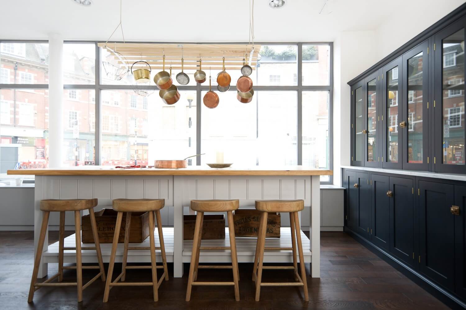 A Warm Makeover For A deVOL Shaker Kitchen 17 before white kitchen island devol nordroom A Warm Makeover For A deVOL Shaker Kitchen