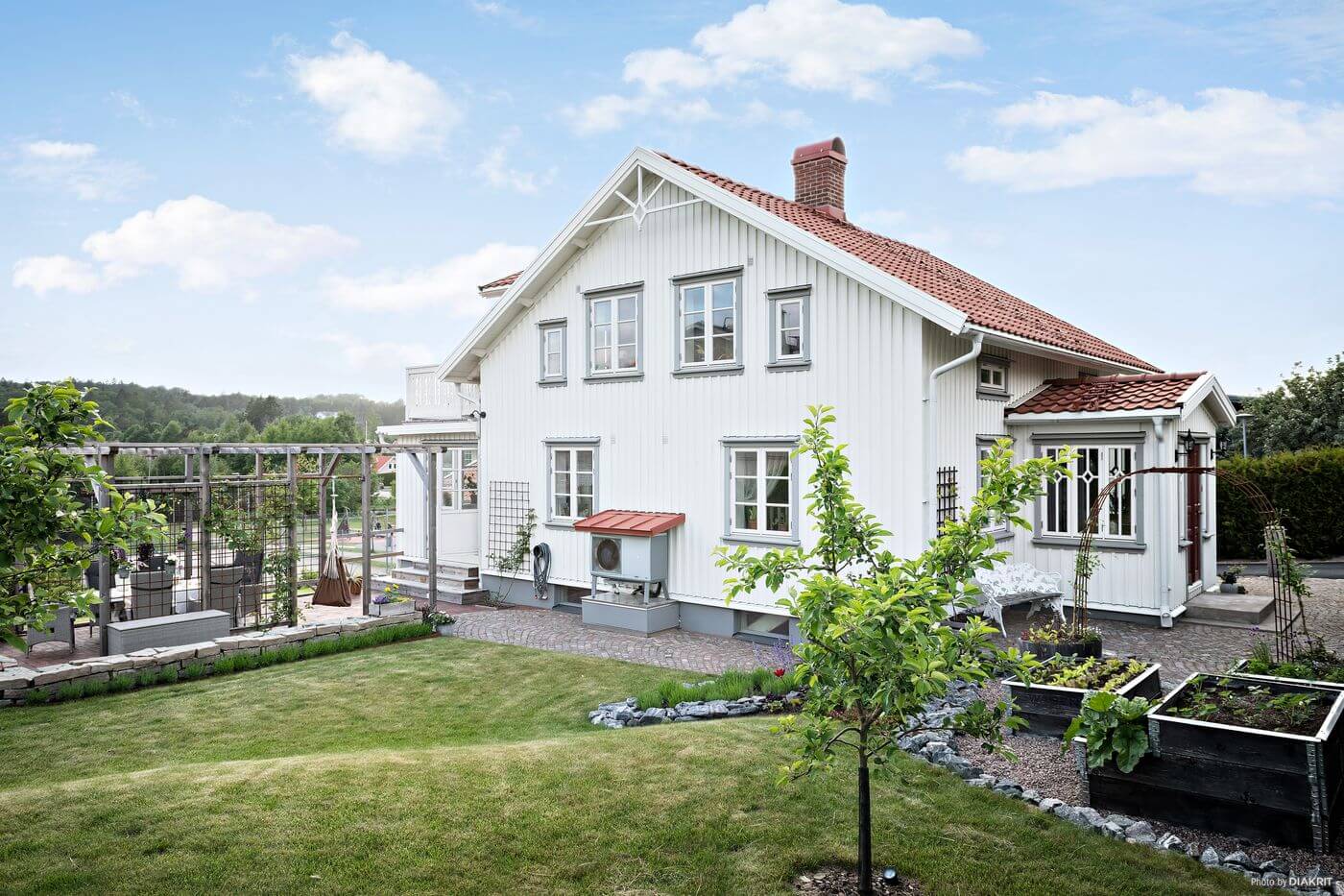 A Charming Swedish Villa Filled with Wallpaper 22 exterior-garden-white-country-house-sweden-nordroom