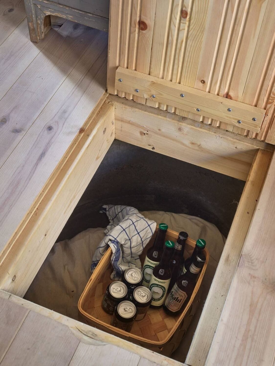A Cozy Renovated Cottage on a Swedish Allotment 4 floor-drinks-cooler-swedish-cottage-nordroom