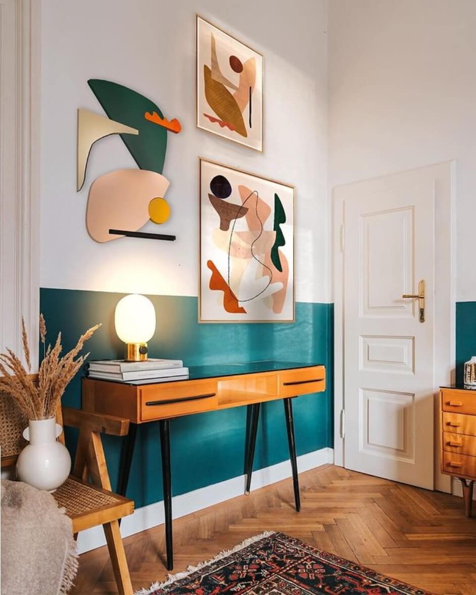 Glidden & PPG Color of the Year 2023: Vining Ivy 15 half-painted-teal-wall-artwork-nordroom