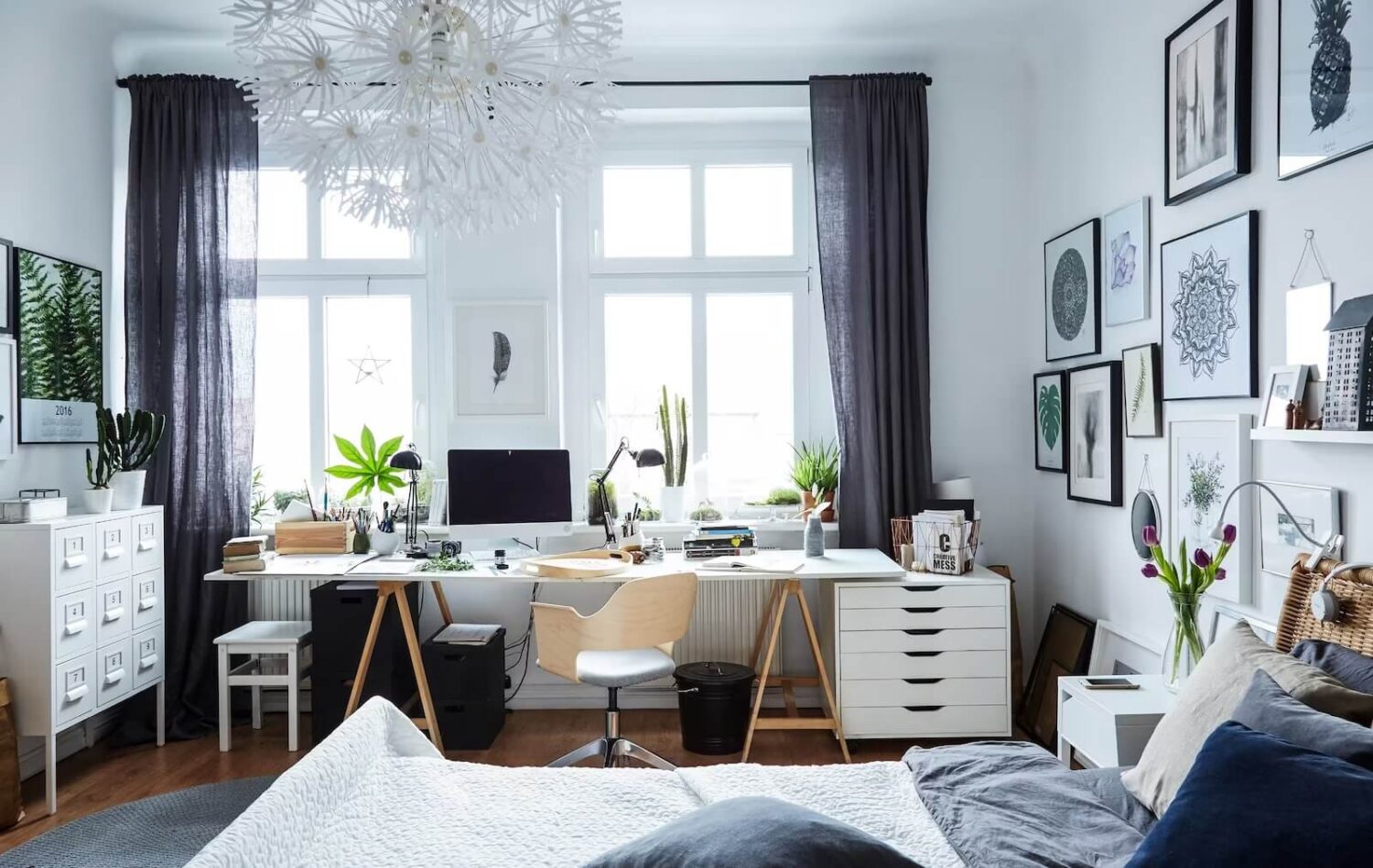 How To Design A Stylish Bedroom Home Office 29 ikea desk under window bedroom home office nordroom How To Design A Stylish Bedroom Home Office