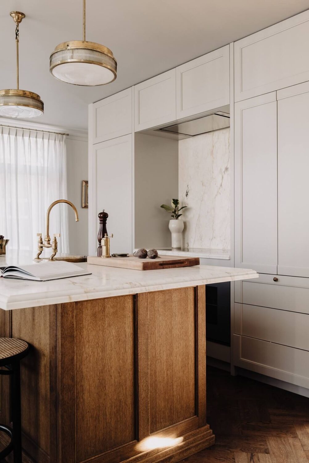 A Luxurious Canal House in Amsterdam 4 kitchen-detail-island-marble-worktop-floor-to-ceiling-cabinets-nordroom