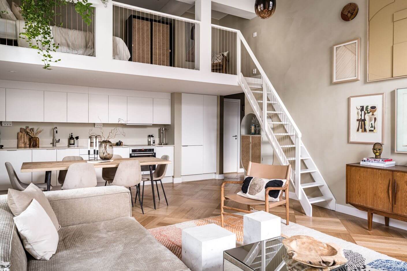 A Historic Factory Transformed Into A Stylish Home 10 living-room-high-ceilings-mezzanine-nordroom