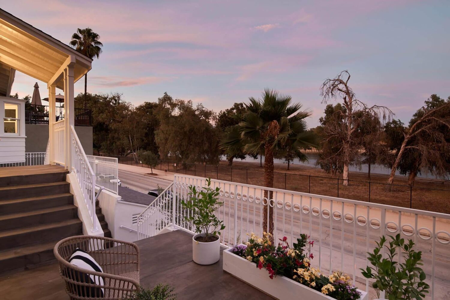 Warm Neutrals in a Lovely Home in Silver Lake, Los Angeles 31 night-view-terrace-reservoir-views-nordroom