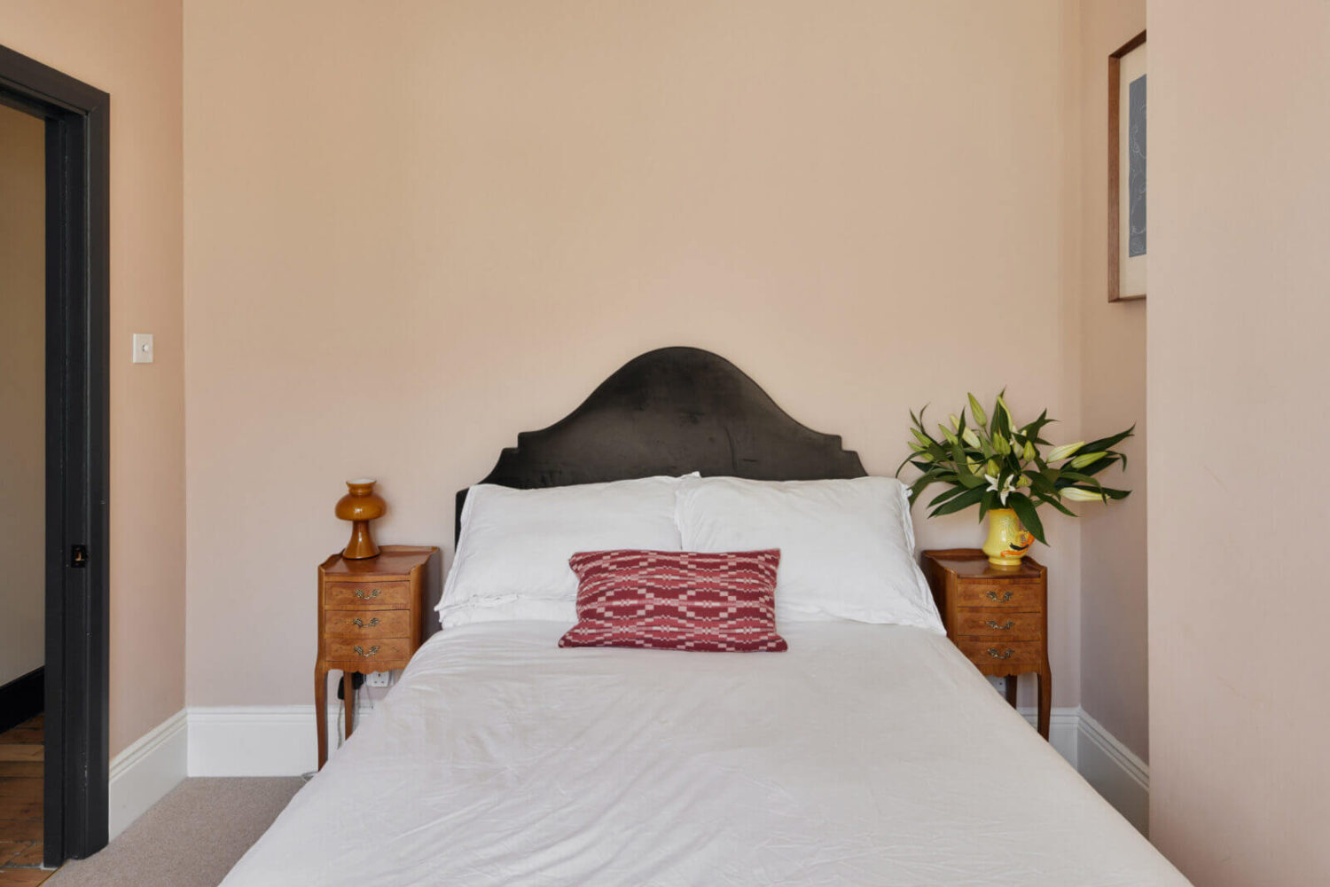 A One-Bedroom Apartment with Colorful Rooms 8 pink-master-bedroom-edwardian-home-london-nordroom
