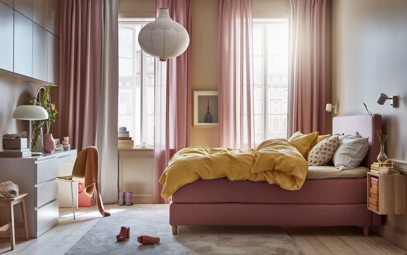 How To Design A Stylish Bedroom Home Office 38 pink ochre bedroom desk malm dressers ikea nordroom How To Design A Stylish Bedroom Home Office