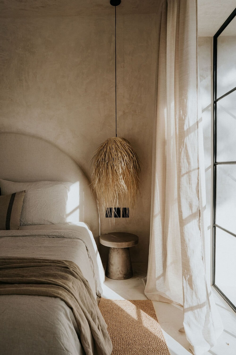 A Serene Apartment in Tulum with High Ceilings and Rooftop Pool 17 serene-bedroom-natural-pendant-nordroom
