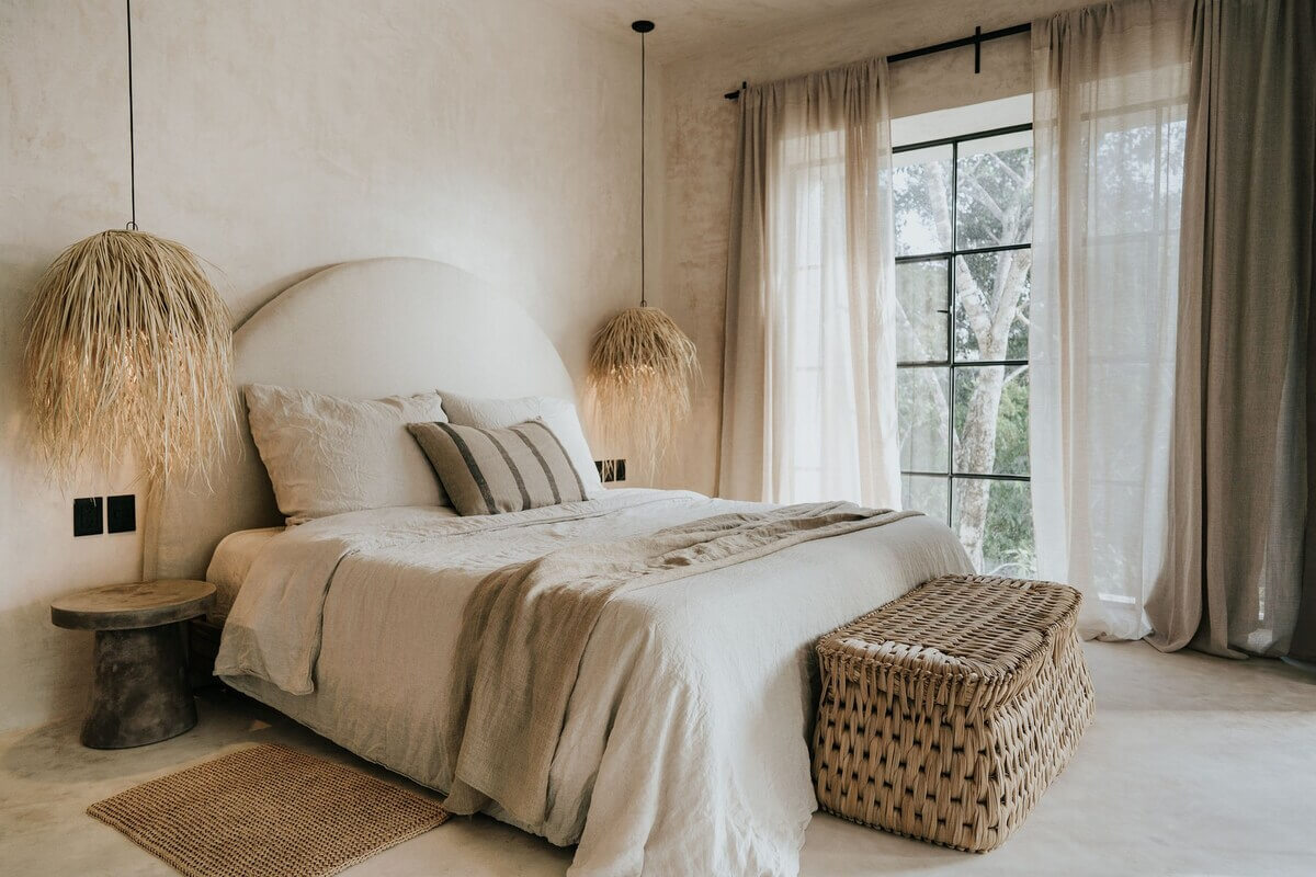 A Serene Apartment in Tulum with High Ceilings and Rooftop Pool 18 serene-light-colored-bedroom-airbnb-mexico-nordroom