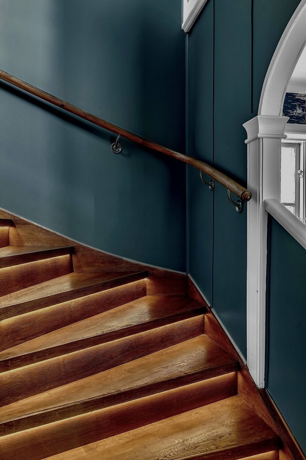 Bold Colors in a 1920s Villa in Sweden 11 teal-green-staircase-nordroom