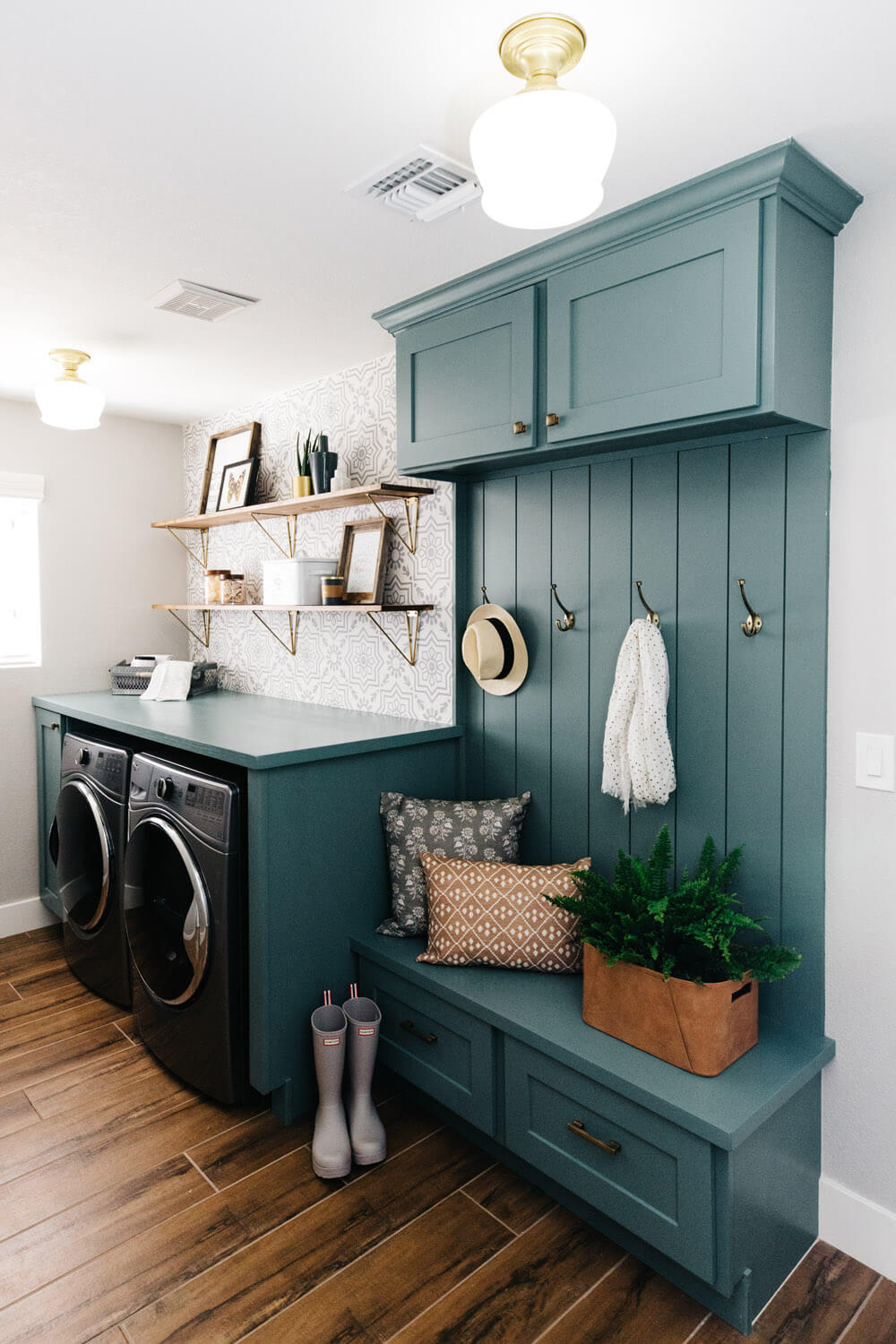 Glidden & PPG Color of the Year 2023: Vining Ivy 29 teal-laundry-room-BlissfulDesignStudio-nordroom