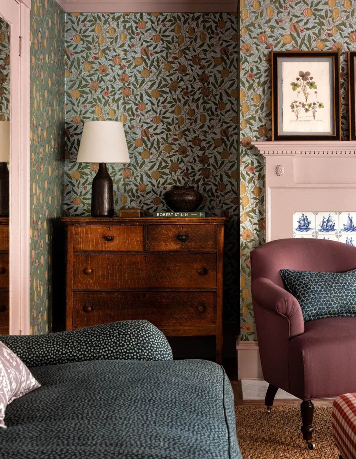 A Lesson in Color and Pattern in a San Francisco Home 22 Heidi-Caillier-Design-Cow-Hollow-SF-interior-designer-blue-sofa-wallpaper-delft-tiles